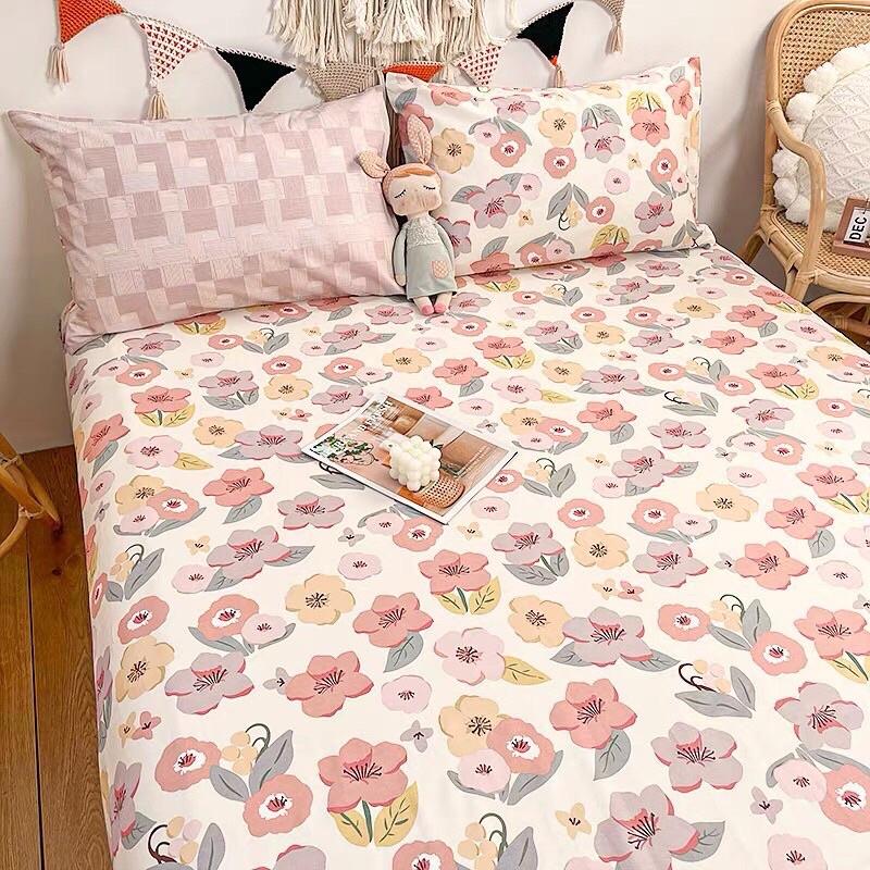 Bộ Ga Gối Cotton Living Hàng Nhập Khẩu Cao Cấp 3 Món Hoa nhí