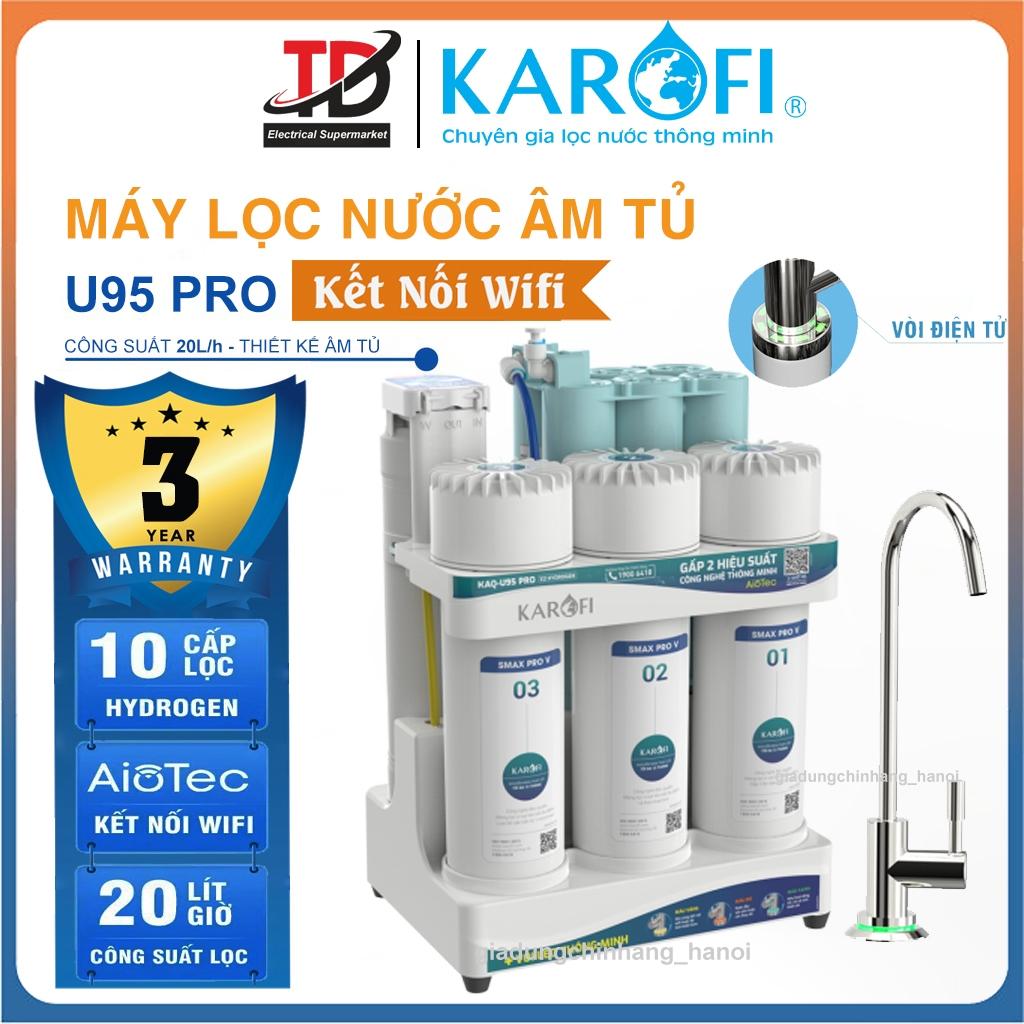 Máy Lọc Nước Để Gầm KAROFI KAQ-U95 PRO, 10 Lõi Cao Cấp, Vòi Led Điện Tử, Kết Nối Wifi, hàng chính hãng