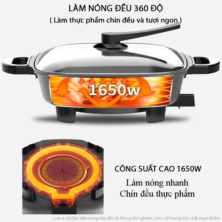 Nồi lẩu điện đa năng Liven DHG-558 dung tích 5.5 lít công suất 1650W Hàng Chính Hãng