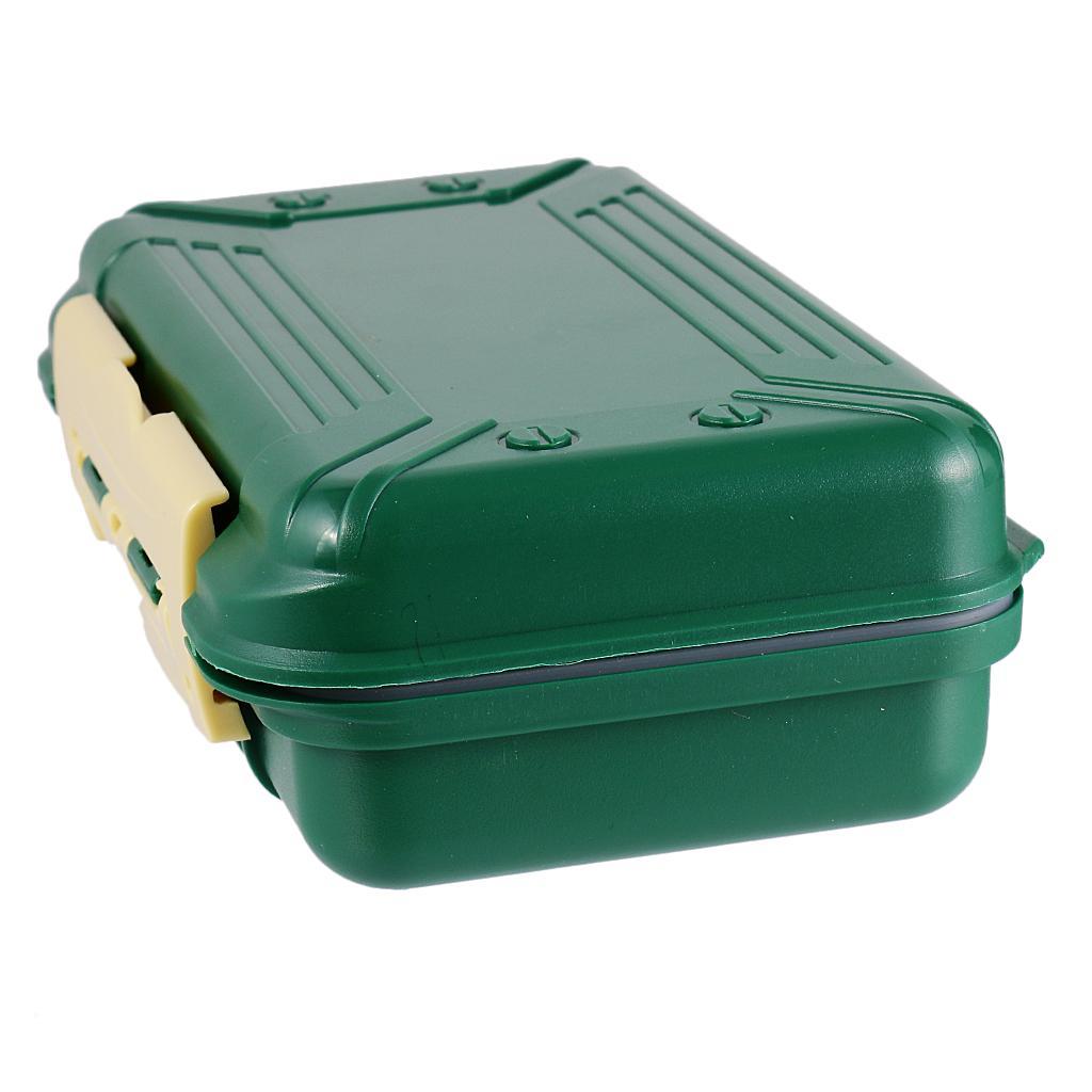 Green Double Side Plastic Fishing Tackle Box-16 slot Hooks Swivel Bead Case