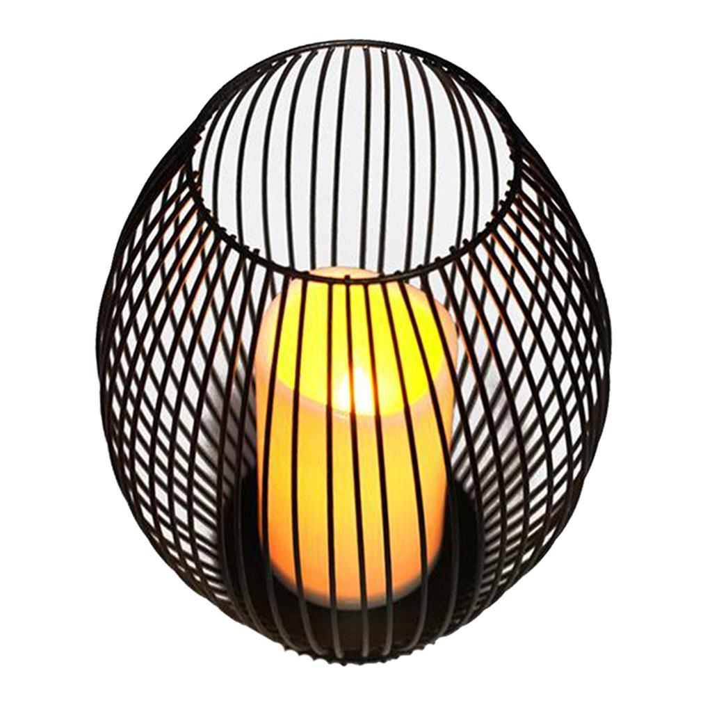 Vintage Style Iron Wire Candle Holder with LED Candle for Home Wedding Decor