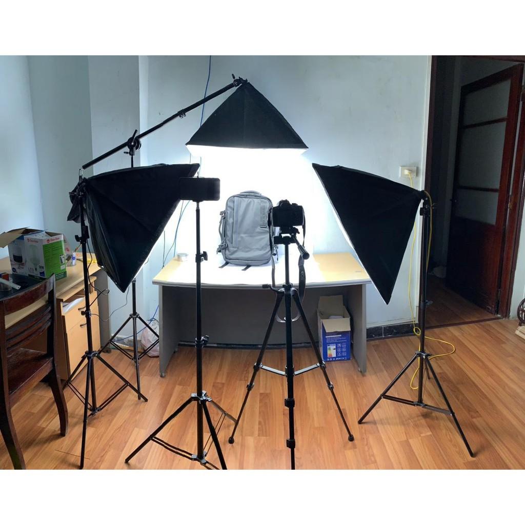 Bộ đèn studio chụp ảnh, quay phim, Livestream chuyên nghiệp, cao 1.7m softbox 50x70cm