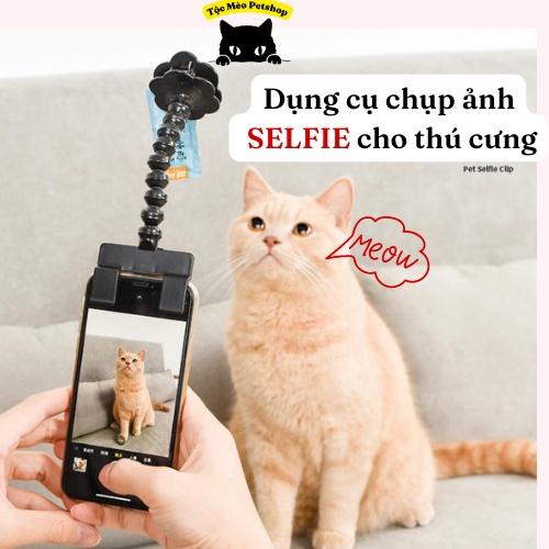 Dụng cụ kẹp điện thoại /Gậy Selfie thu hút chụp ảnh cho chó/mèo