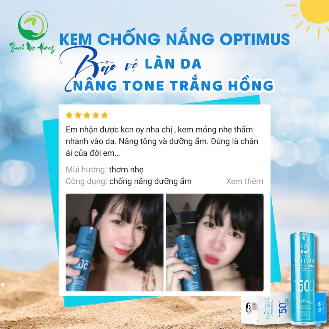 Kem Chống Nắng Thanh Mộc Hương Optimus Anti Shine Chống Trôi Nâng Tone Bảo Vệ Da SPF50+ PA++++ 50ml