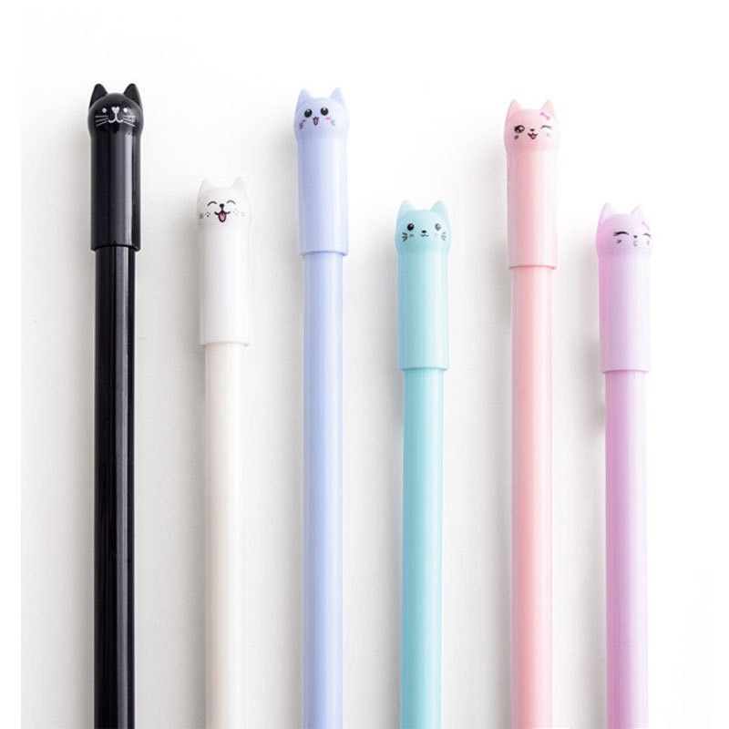 Combo 6 bút bi mèo Nhật xinh yêu cute dễ thương màu pastel - A76