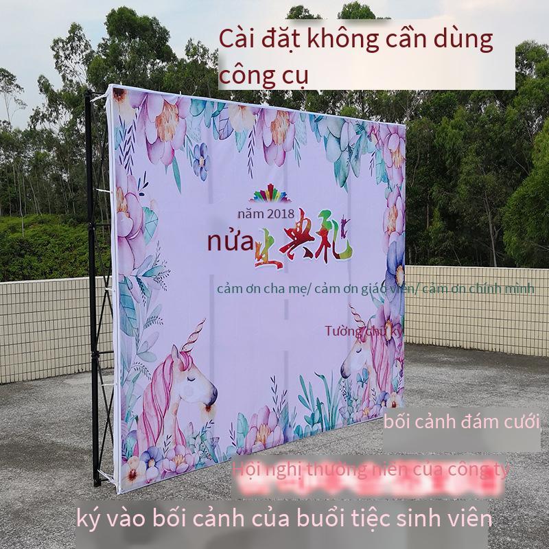 Phong cách mới nhất lưới kéo giá trưng bày sắt gấp xách tay check-in nền giá in phun chữ ký treo tường đám cưới giá treo bảng quảng cáo KT