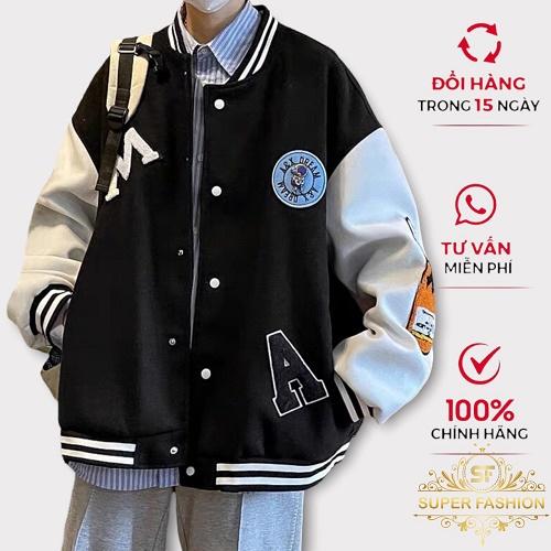 Áo Khoác Bomber Fashion Nam Nữ Nỉ Fom Rộng Dày Đẹp Phối Chữ M Hot Trend