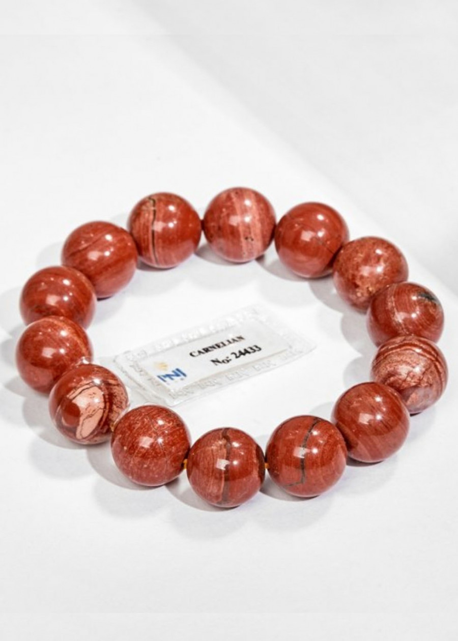 Lắc Tay Đá Carnelian Tự Nhiên 14MM Kèm Giấy Kiểm Định Gembank