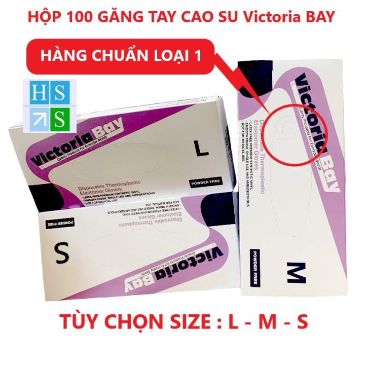 Hộp 100 cái gang tay Victoria Bay găng tay cao su dùng 1 lần làm bếp vệ sinh siêu dai chất liệu TPE không mùi