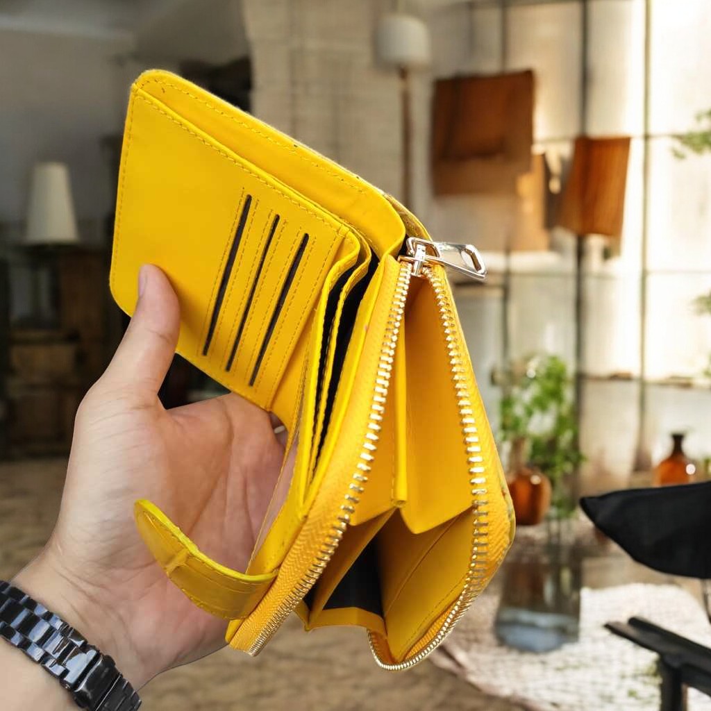 Ví mini nữ Da cá sấu màu Vàng nổi bật!