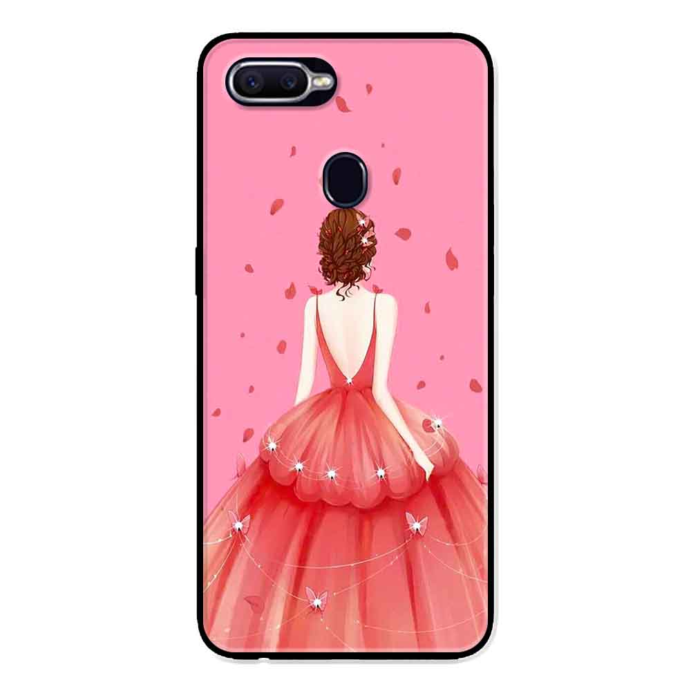 Ốp Lưng in cho Oppo F9 Mẫu Cô Gái Váy Hồng - Hàng Chính Hãng