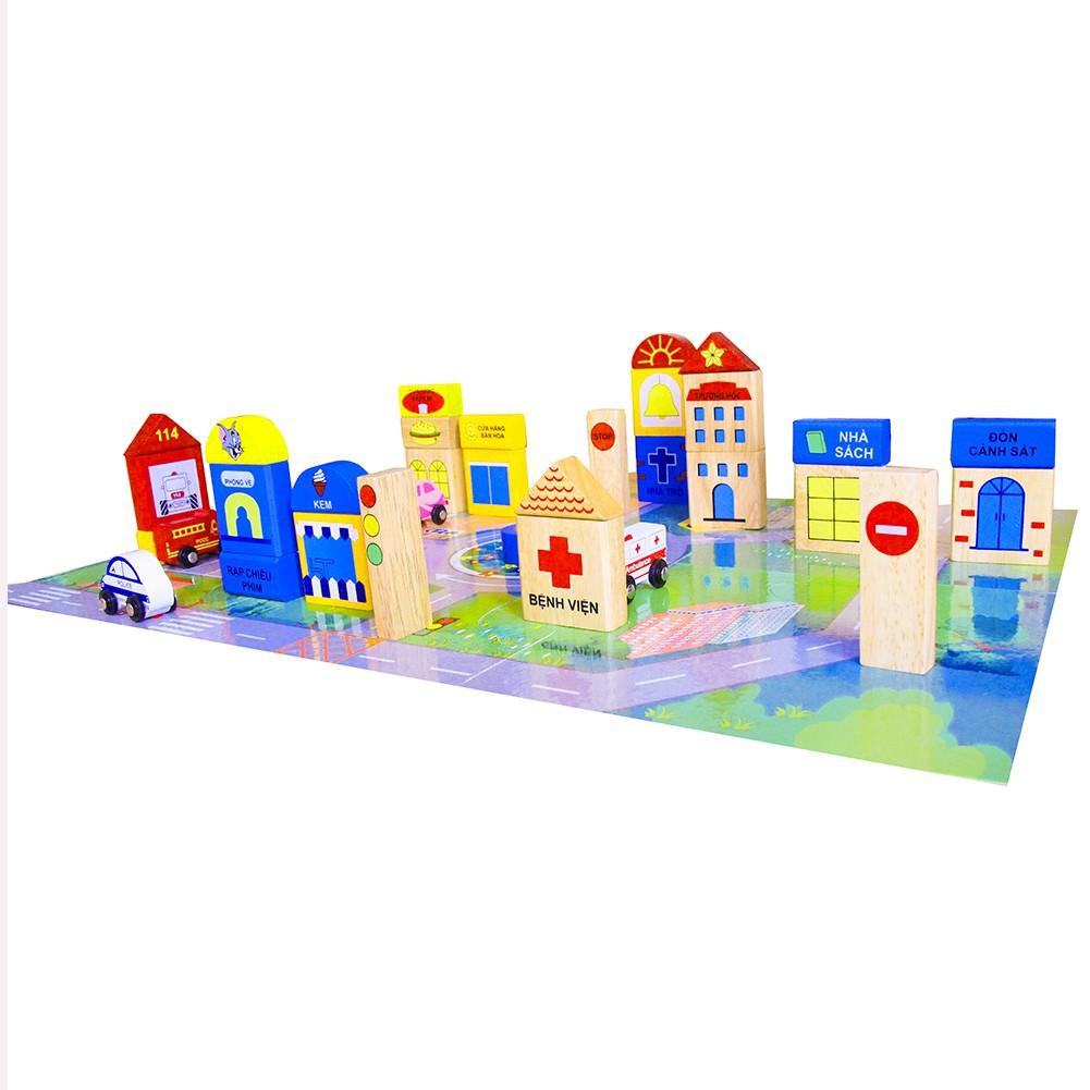 Mô hình thành phố tương lai - Đồ chơi gỗ thông minh Winwintoys cho bé