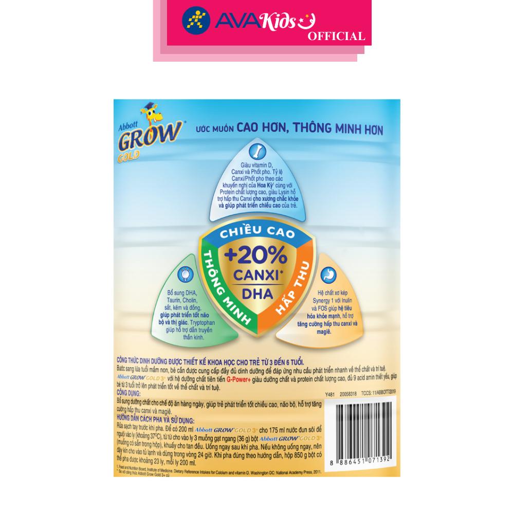 Sữa bột Abbott Grow Gold 3+ hương vani 850g (3 - 6 tuổi)