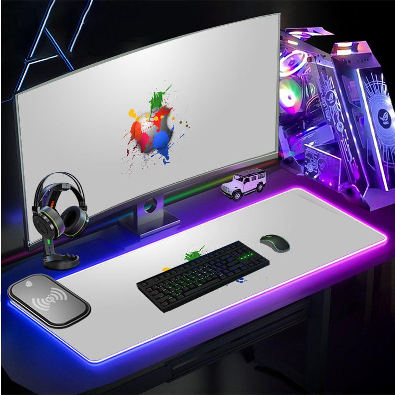 Ưu đãi đặc biệt thương mại điện tử dành cho miếng lót chuột RGB phát sáng đầy màu sắc, sạc không dây, cạnh tranh, văn phòng, bàn làm việc lớn, miếng đệm khóa cạnh