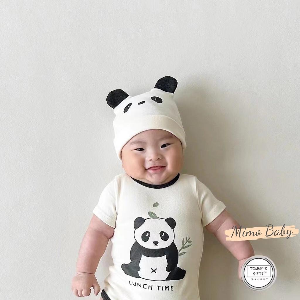 Set body chip cộc tay kèm mũ hình gấu panda đáng yêu cho bé QA22 Mimo Baby