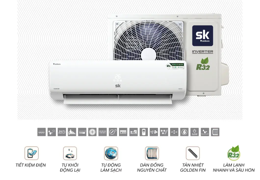 Điều hòa Sumikura APS/APO-180/GOLD 18000BTU 1 Chiều Inverter - hàng chính hãng - chỉ giao HCM