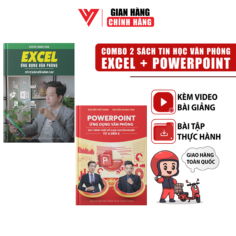 Combo 2 Sách Excel - Power Point ĐÀO TẠO TIN HỌC Chuyên Ứng Dụng Văn Phòng Tặng Kèm Video Khóa Học