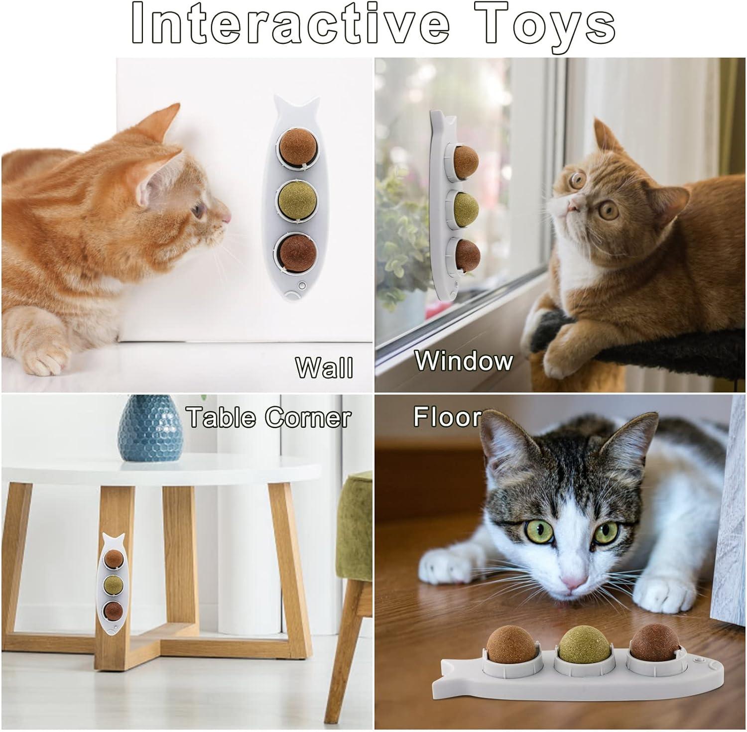 Bóng Catnip 3 trong 1, Bóng Catnip treo tường, Đồ chơi xoay trong nhà cho mèo, Đồ chơi Catnip ăn được cho mèo