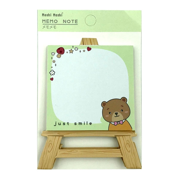 Giấy Note Moshi Moshi 423 - Mẫu 3 - Hình Gấu - Xanh Lá