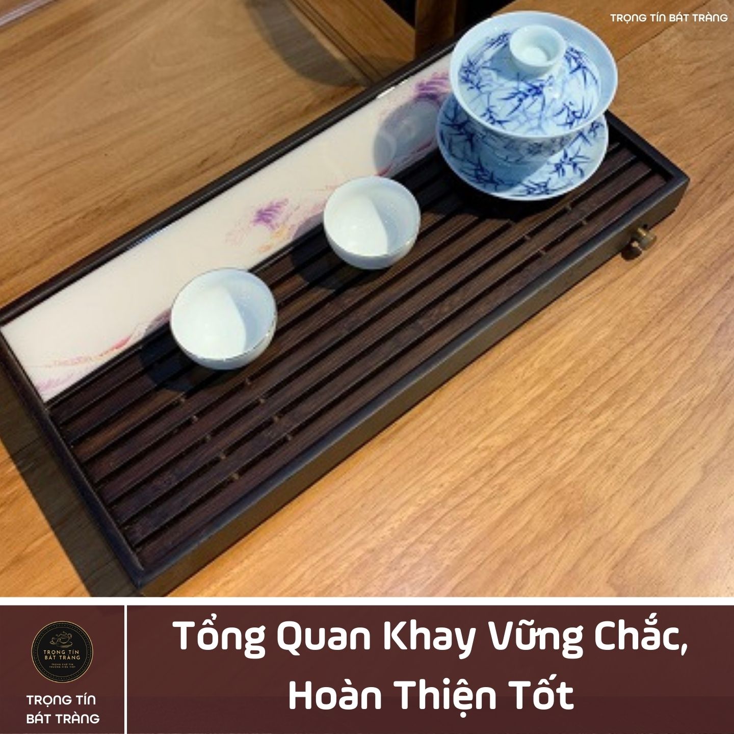 Khay Trà Tre Cao Cấp Sơn Thuỷ Chữ Nhật Lớn Kích Thước 40*19*3.8 KT 41