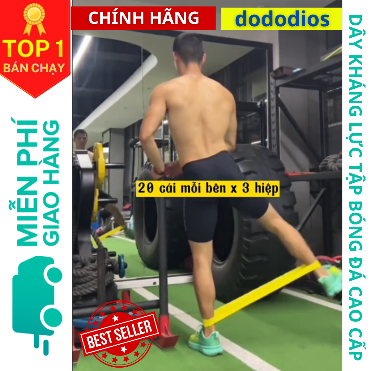 Dây cao su kháng lực tập chân mông đùi khi đá banh, tập gym - Hãng DoDoDios