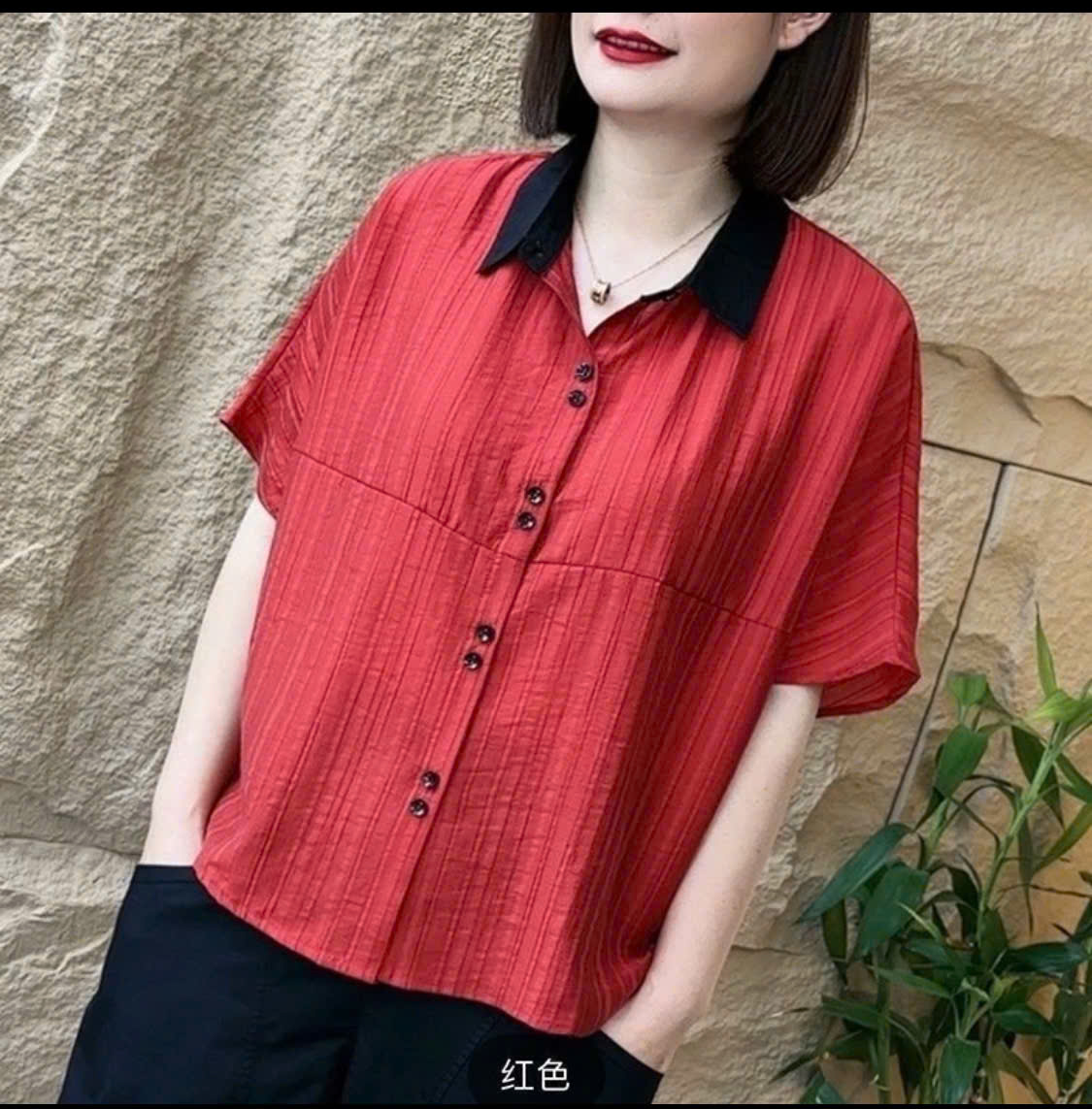 Áo sơ mi nữ tay ngắn, áo kiểu nữ, chất liệu vải mềm mát, form trẻ trung, năng động, phong cách Hàn Quốc, NeSa Shop SMT04