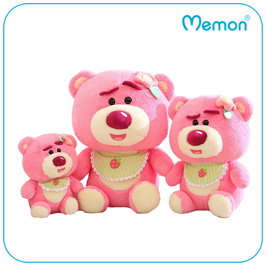 Gấu Bông Lotso Hugging Bear Baby Yếm Ngồi 35cm-55cm Cao Cấp Memon, Gấu Dâu Lotso Hugging Bear