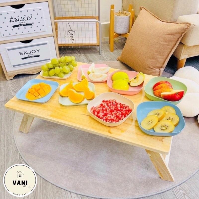 Set 8 dĩa nhựa lúa mạch màu Pastel xinh xắn đựng hoa quả trái cây bánh kẹo trang trí bàn ăn - Bộ 8 dĩa nhiều màu decor