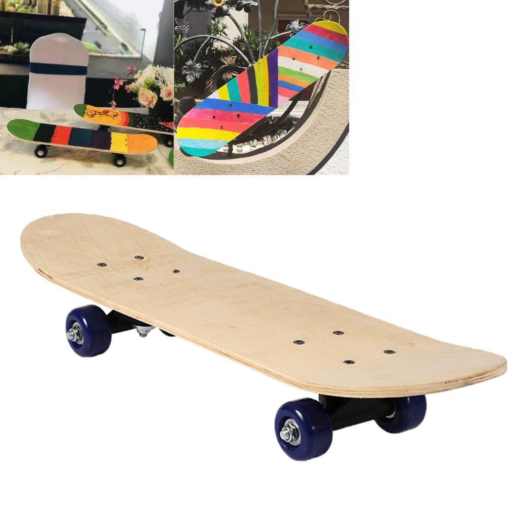 Kids Skateboard Complete Wheel Truck Maple Wood Deck Solid Blank Longboard