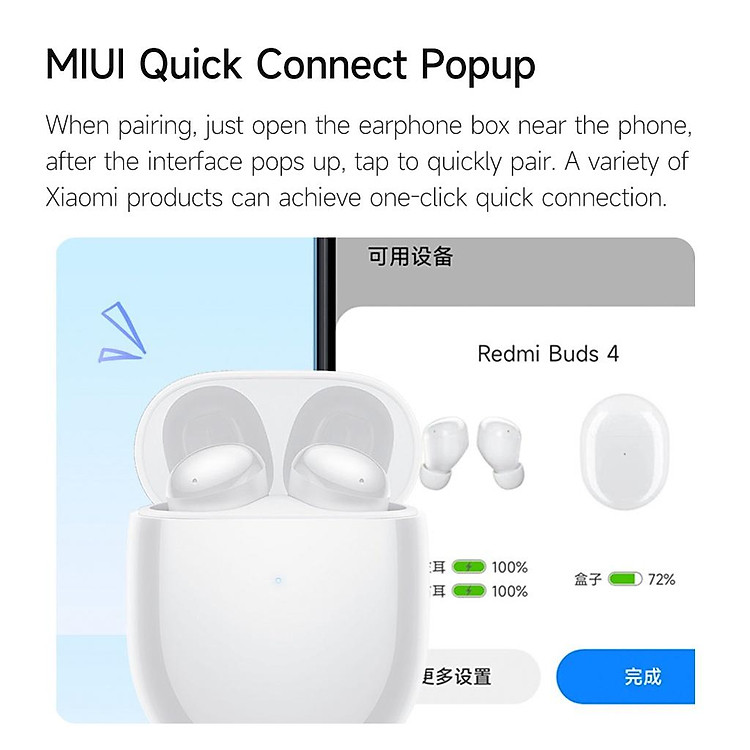 Tai Nghe Không Dây Xiaomi Redmi Buds 4 TWS Bluetooth 5.2 35dB Khử Tiếng Ồn 2 Tiếng Ồn 30 Giờ IP54-Hàng chính hãng