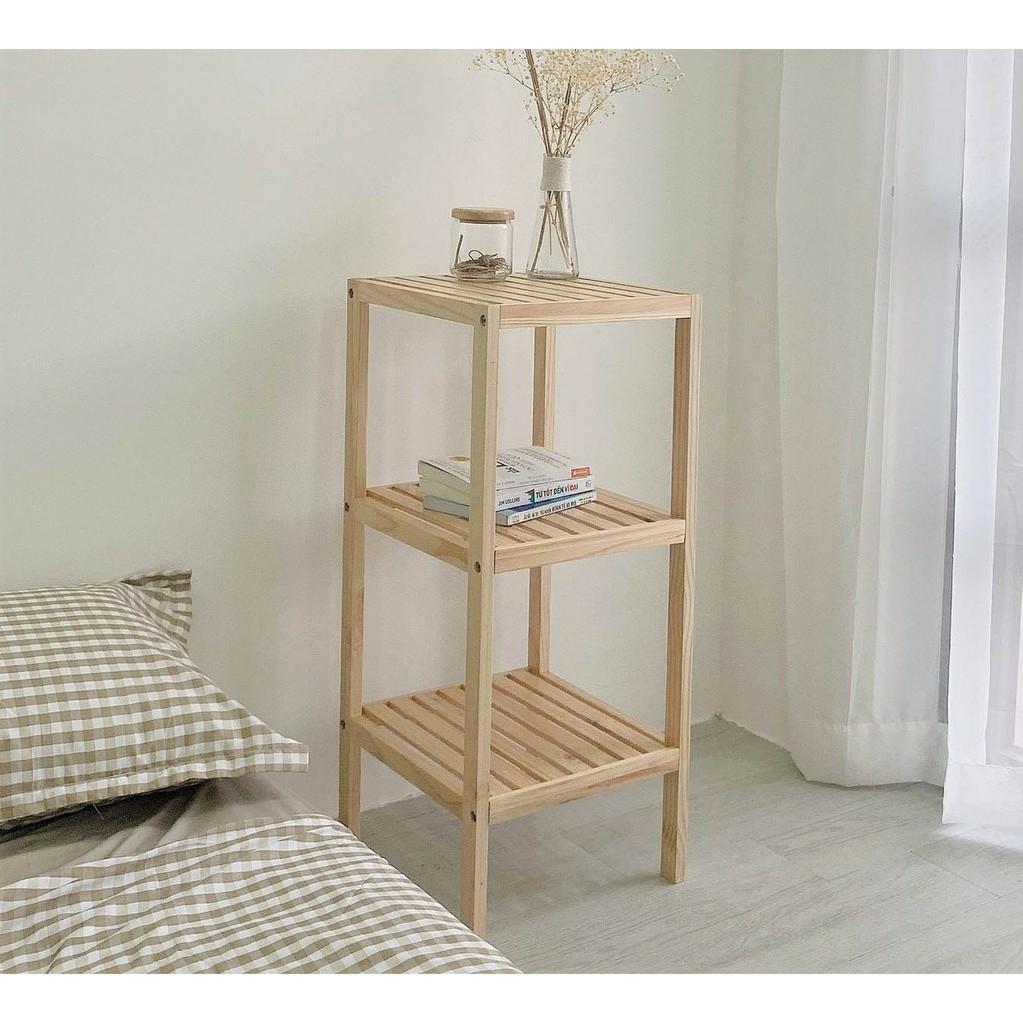 Kệ Gỗ 3 Tầng Gỗ Thông Nhập Khẩu Cao Cấp - Kệ để đồ đa năng tự lấp ráp dễ dàng full phụ kiện