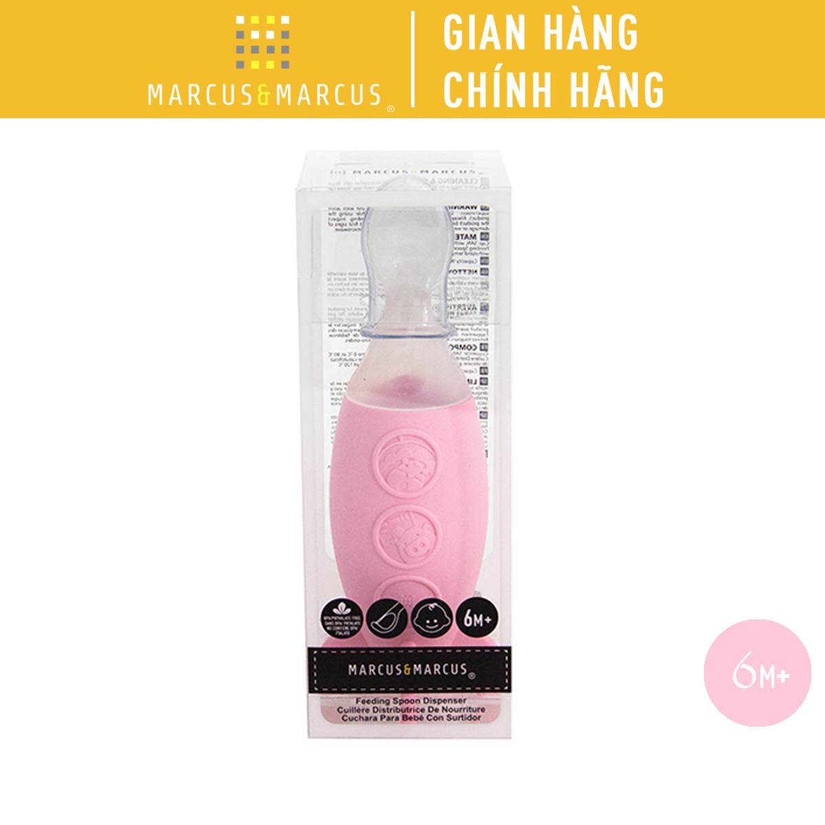 Bình bóp ăn dặm silicon có thìa Marcus & Marcus cho bé từ 6 tháng