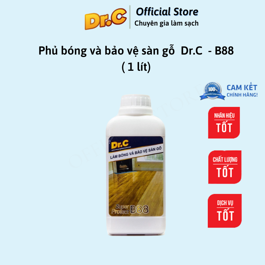 Dung Dịch Phủ Bóng, Phục Hồi Độ Bóng, Tạo Lớp Bảo Vệ Sàn, Chống Trơn Trượt Sàn Gỗ Dr.C CHÍNH HÃNG B88 Super Protect