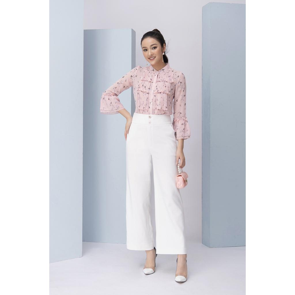 Áo Sơ Mi Voan LUPERI LFSM190 Thiết Kế Cách Điệu Phối Bèo Trẻ Trung
