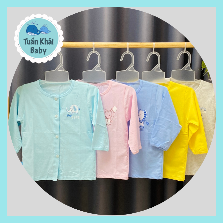 Combo 3 Áo sơ sinh Tay Dài  Cài Giữa Thái Hà Thịnh - Nhiều size cho bé từ sơ sinh -12kg - Chất vải 100% cotton mềm, mịn