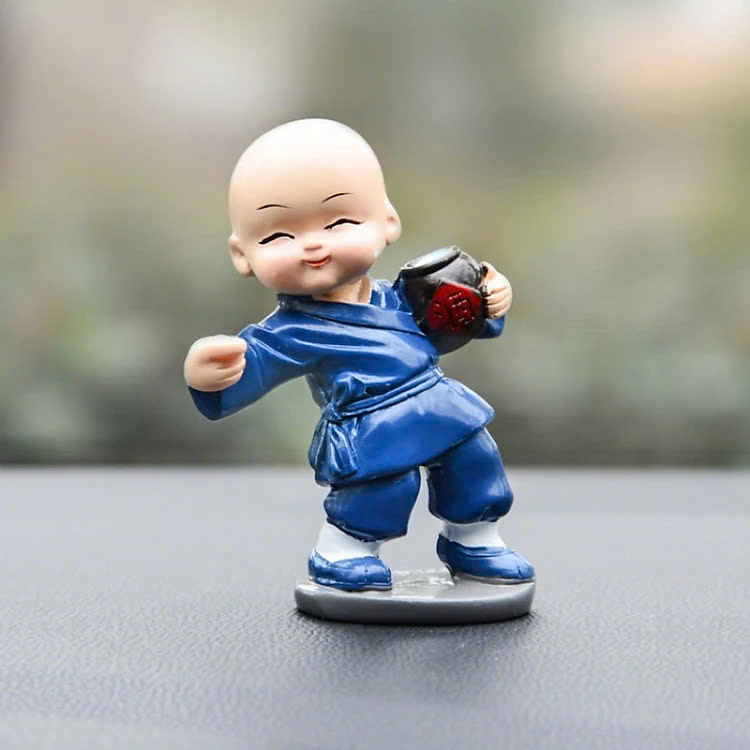 Combo 4 Chú Tiểu Múa Võ Túy Quyền Trang Trí Tủ Phòng Khách, Bàn Làm Việc, Taplo Ô Tô, Làm Quà Tặng GROFA - Chính hãng