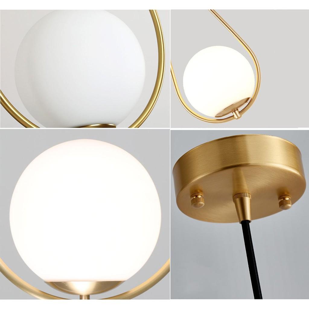 Đèn thả LAMES chao thủy tinh địa cầu, khung mạ vàng hình giọt nước - kèm bóng LED chuyên dụng .
