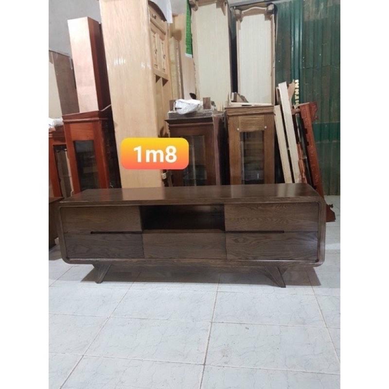 Kệ tivi Hàn Quốc gỗ sồi sơn màu óc chó