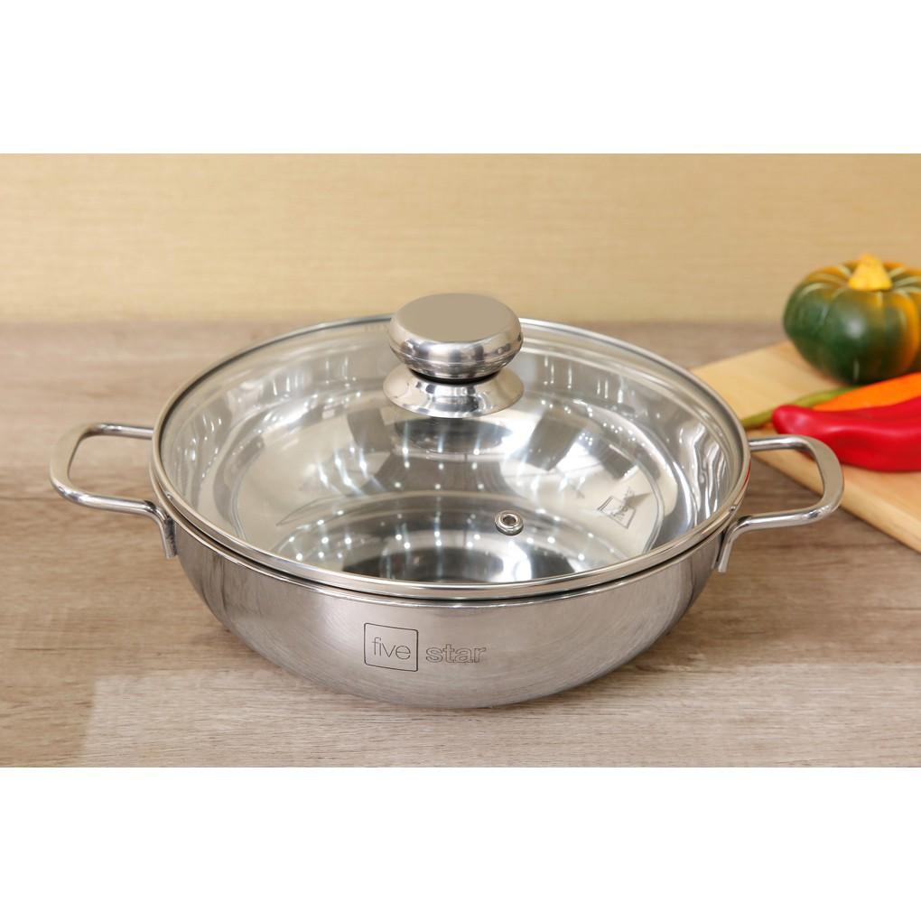 Nồi lẩu um xào inox bếp từ nắp kính