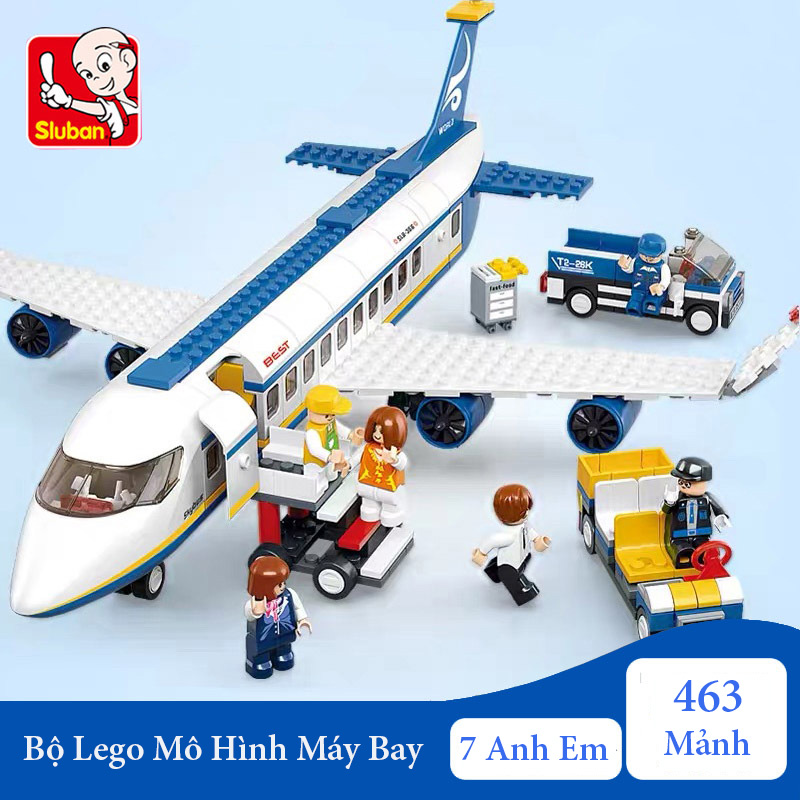 (463 mảnh)  Đồ chơi xếp hình Đồ chơi lego cho bé lắp ráp máy bay chở khách model Sluban B0366