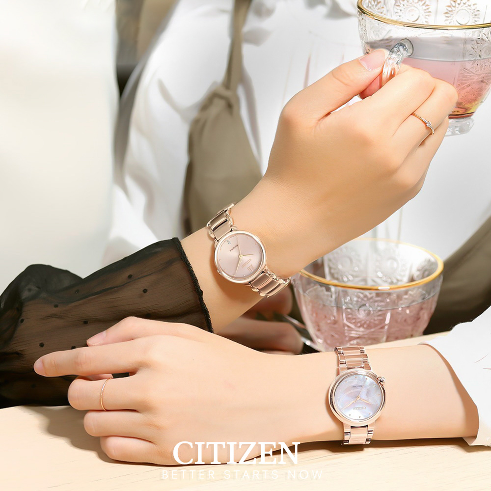 Đồng Hồ Nữ Citizen Đính Kim Cương Dây Thép Không Gỉ EM0922-81X - Mặt Hồng (Sapphire)