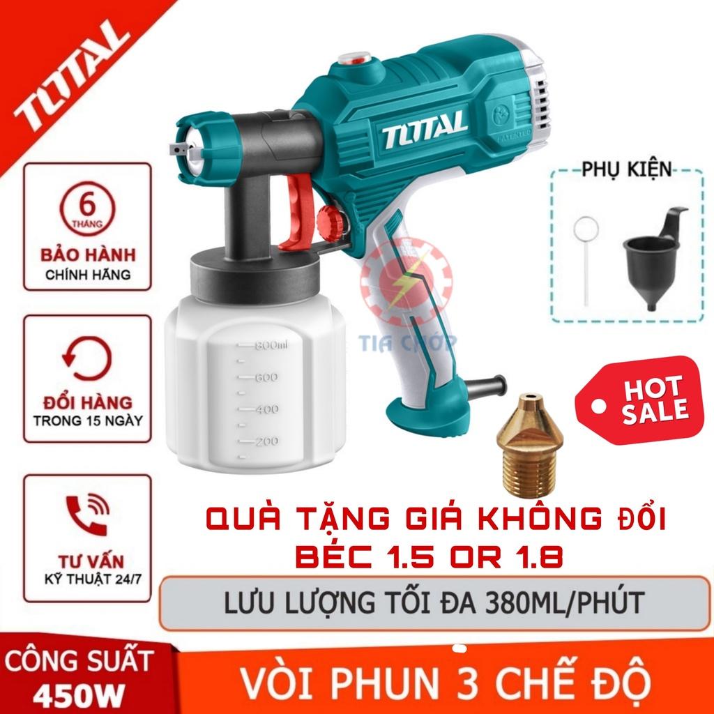 máy phun sơn dùng điện 450W Total tặng kèm thêm 1 đầu béc 1.5 hoặc 1.8