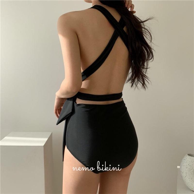 Đồ bơi nữ, bikini đi biển 1 mảnh dây buộc eo Nemo Bikini - B54 - Đen