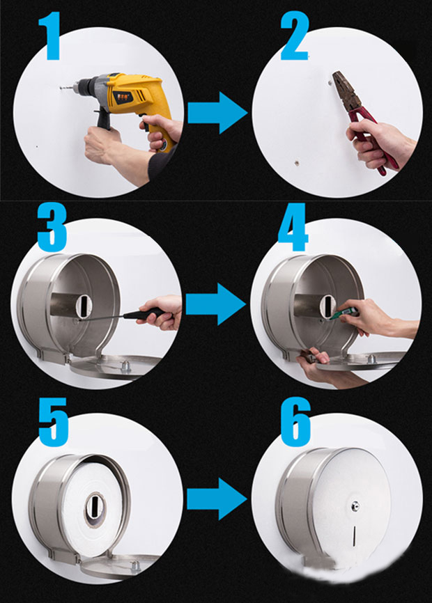 Hộp đựng giấy vệ sinh tròn gắn tường cỡ lớn INOX AIZA