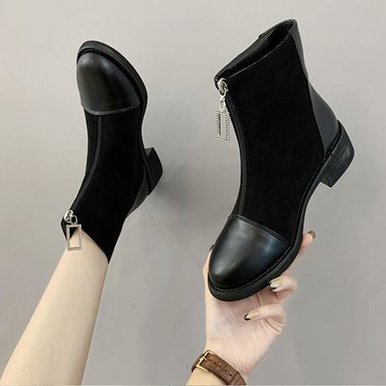 Boot nữ cổ ngắn đế thấp 4cm KHÓA KÉO hiện đại GBN105 - Size 39