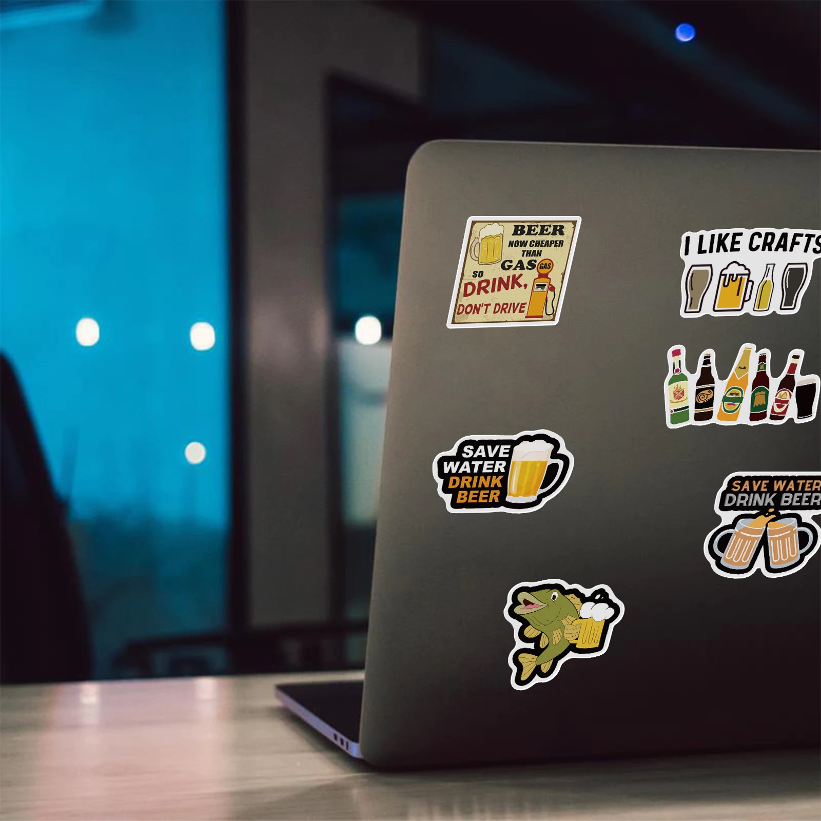 Sticker đồ uống beer decal dán hình dán trang trí mũ bảo hiểm, đàn, guitar, ukulele, điện thoại laptop