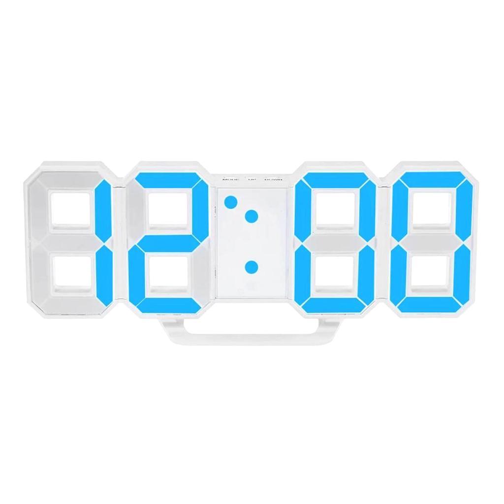 Digital 3D LED Wall Clock Alarm Clock Snooze 12/24 Hour Display USB