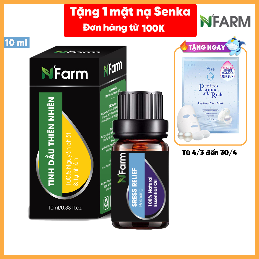 Tinh Dầu Thư Giãn Stress Relief N'Farm (10ml)/ Tinh Dầu Thiên Nhiên Nguyên Chất, Tinh Dầu Xông Phòng, Thích Hợp Dùng Với Đèn Xông Và Máy Khuếch Tán Tinh Dầu.