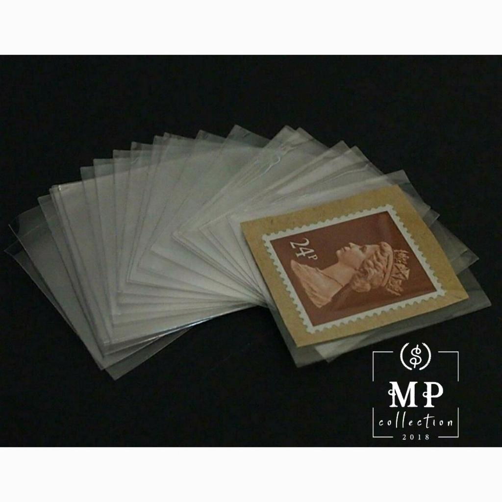 Set 100 túi Opp đựng tem sưu tầm kích thước 3.5 x 4.5cm.