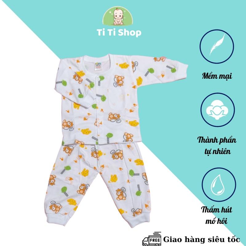 Set áo quần trẻ em sơ sinh  họa tiết voi và khỉ - trắng - dành cho trẻ 3 - 9kg - cotton 100%